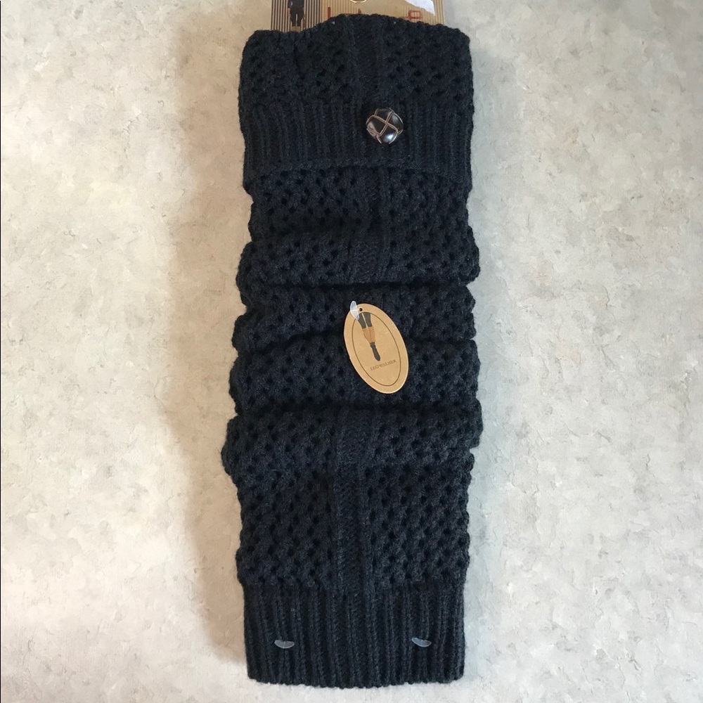 Black Knit Button Legwarmers / Boot Topper